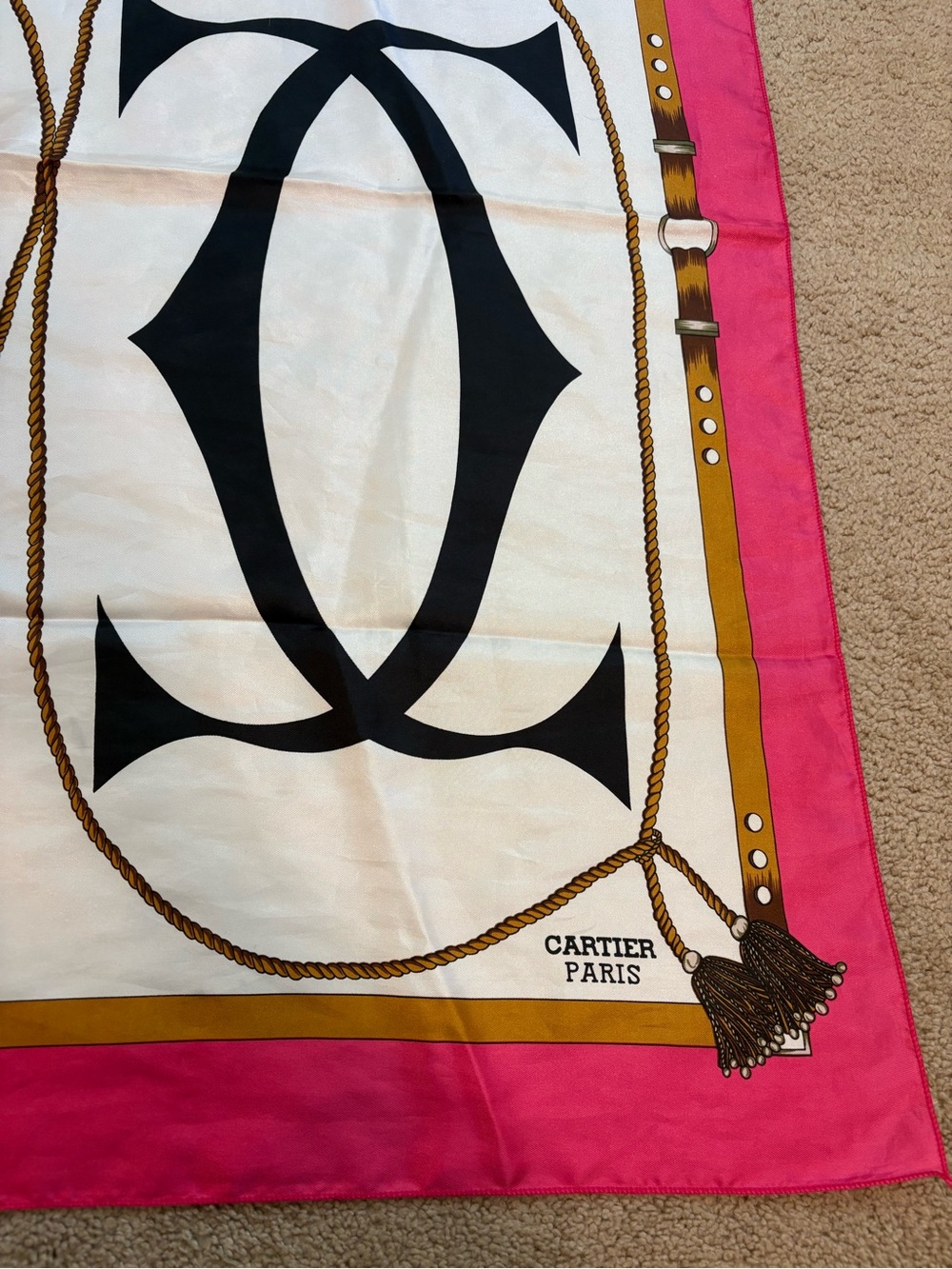 Authentic Cartier Paris Vintage Hot Pink Scarf - Picture 2 of 7